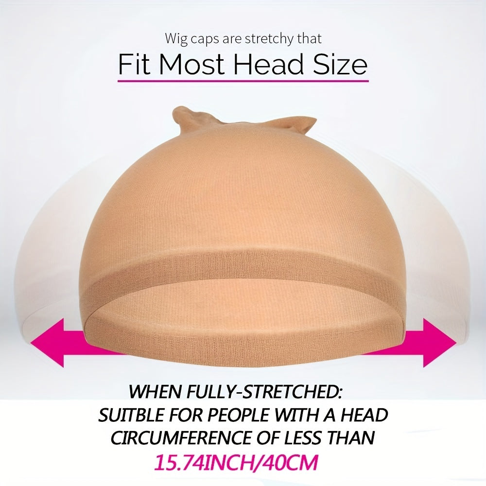 8PCS Stretchable Nylon Wig Caps & Elastic Bands Set for Women Nude Color