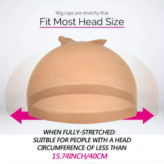 8PCS Stretchable Nylon Wig Caps & Elastic Bands Set for Women Nude Color