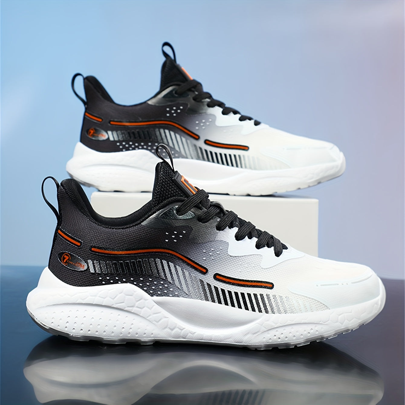 Men's Gradient Colour Sneakers Comfy Non Slip Lace Up Shoes