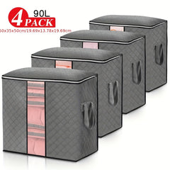 4pcs Zippered Clothes Storage Box Large Capacity Organizer