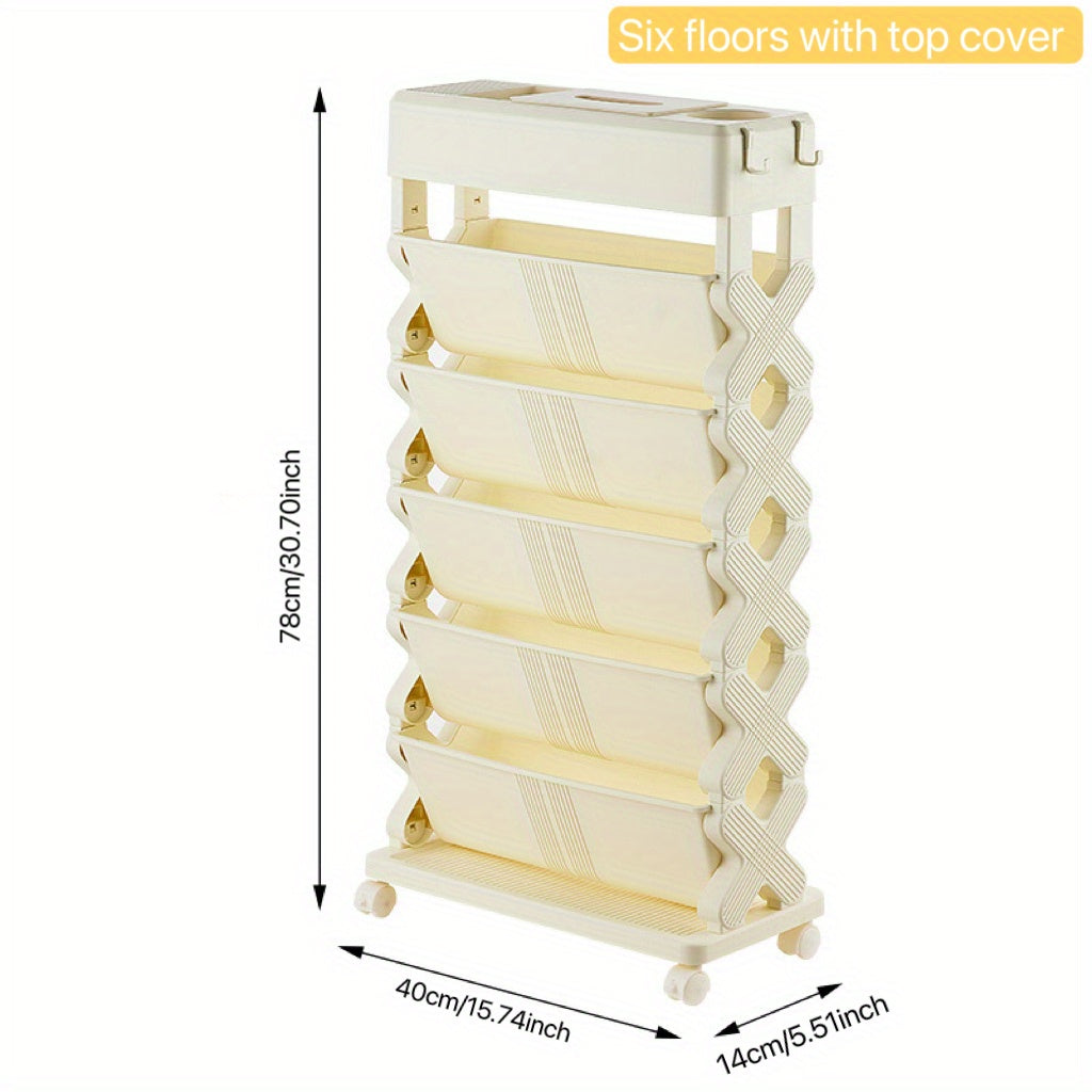 6 Tier Small Bookshelf Beside Desk Office Floor Shelf Lesson Desk Side