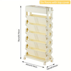 6 Tier Small Bookshelf Beside Desk Office Floor Shelf Lesson Desk Side