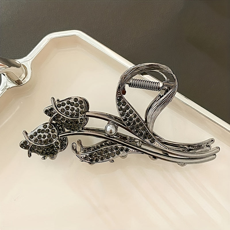 Tulip Rhinestone Shark Claw Hair Clip for Women