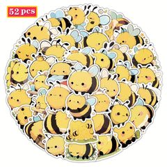 Cute Bee Stickers Set - 52pcs/55pcs - Cartoon Style - Reusable