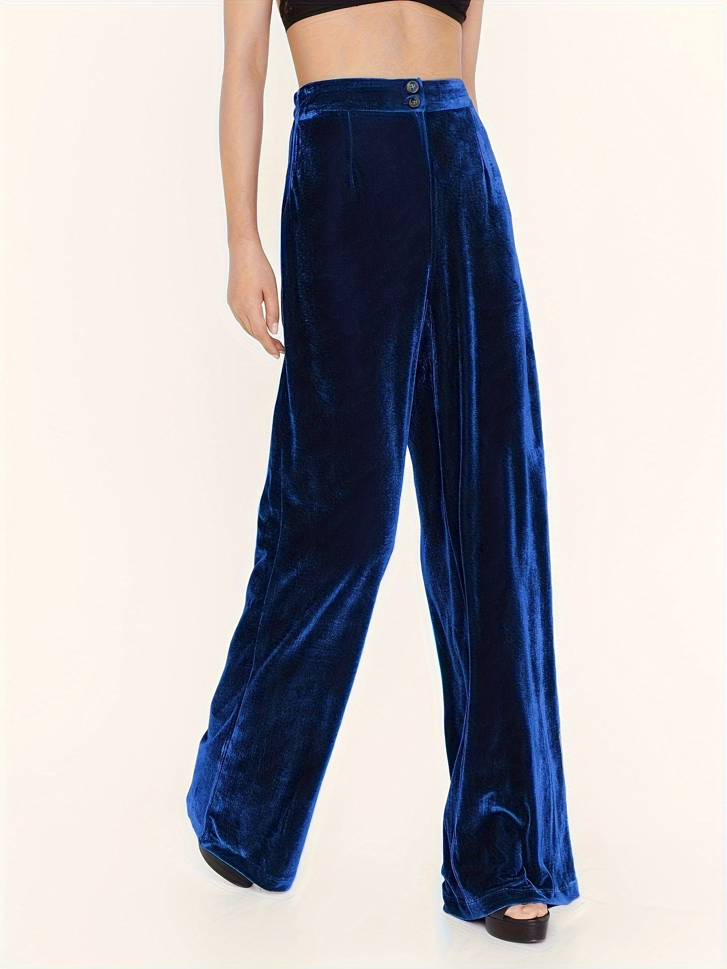  Velvet High Rise Wide Leg Trousers