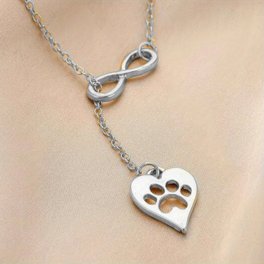 Heart Shaped Dog Claw Pendant Necklace for Girls