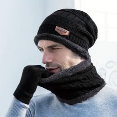 Striped Warm Winter Hats With Neck Scarf - Cycling Skiing Gear