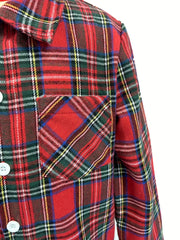 Boys Santa Plaid Shirts Long Sleeve Button Down Tops Spring Fall Outwear