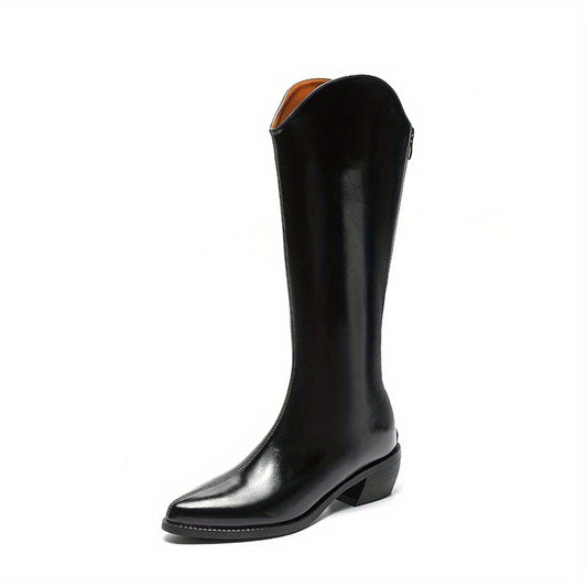 Women's Pointed Toe V Cut Mid-Calf Boots