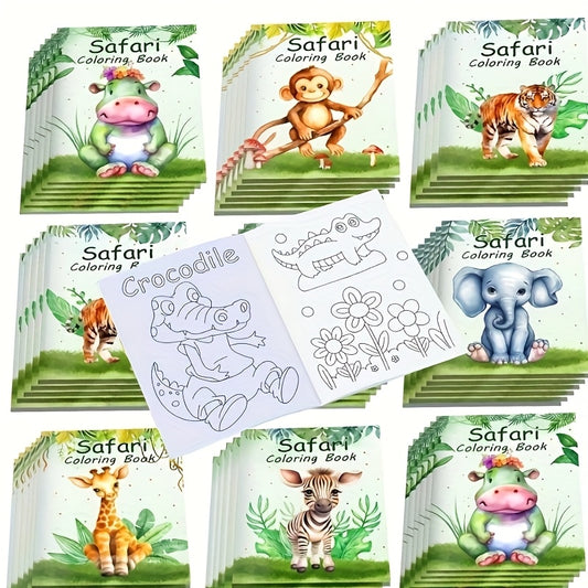 Random Style Jungle Animal Watercolor Coloring Book DIY Birthday Party