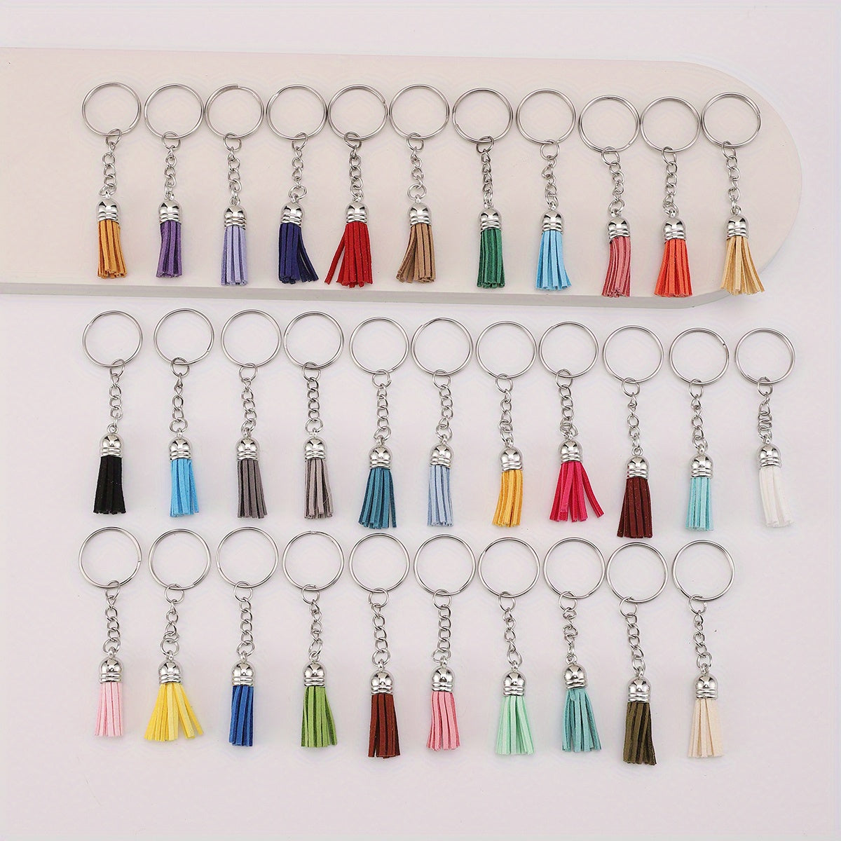32pcs Candy Tassel Keychain Leather Key Ring Bag Charm Birthday Party Favors