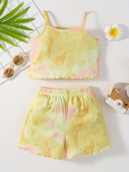 Girls Camisole & Shorts Set Gradient Casual Summer Kids Clothes