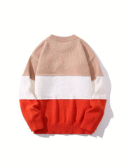 Men's Crew Neck Long Sleeve Sweater Casual Knitted Pullover