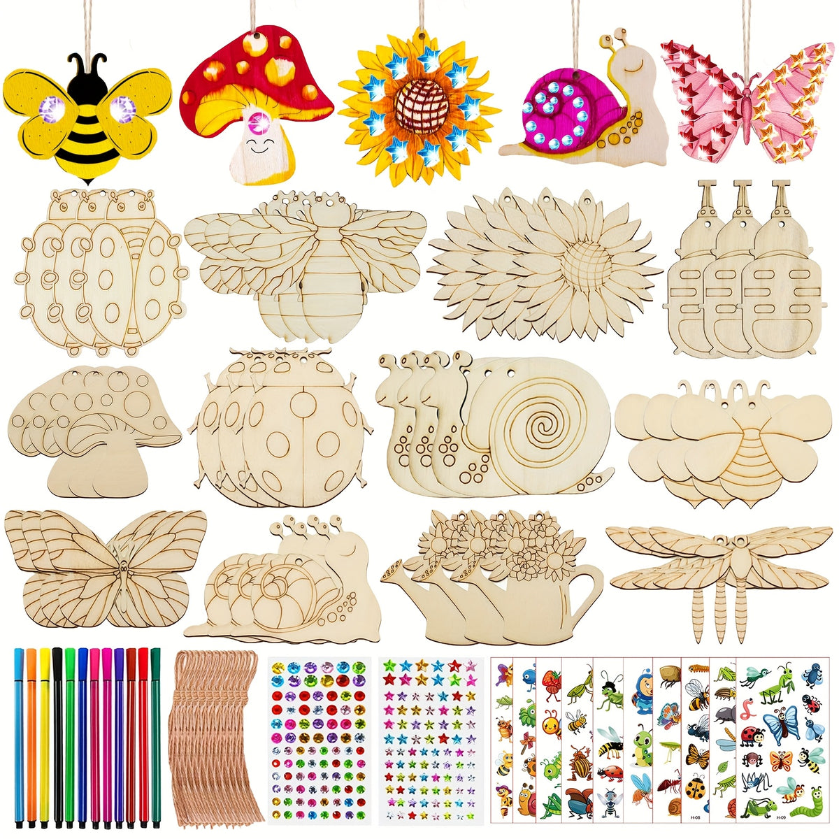 Wooden Animal Crafts Set for Kids - 288pcs Creative Toy