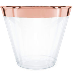 Rose Golden Disposable Plastic Cups for Parties Weddings - 9oz - Pack of 6