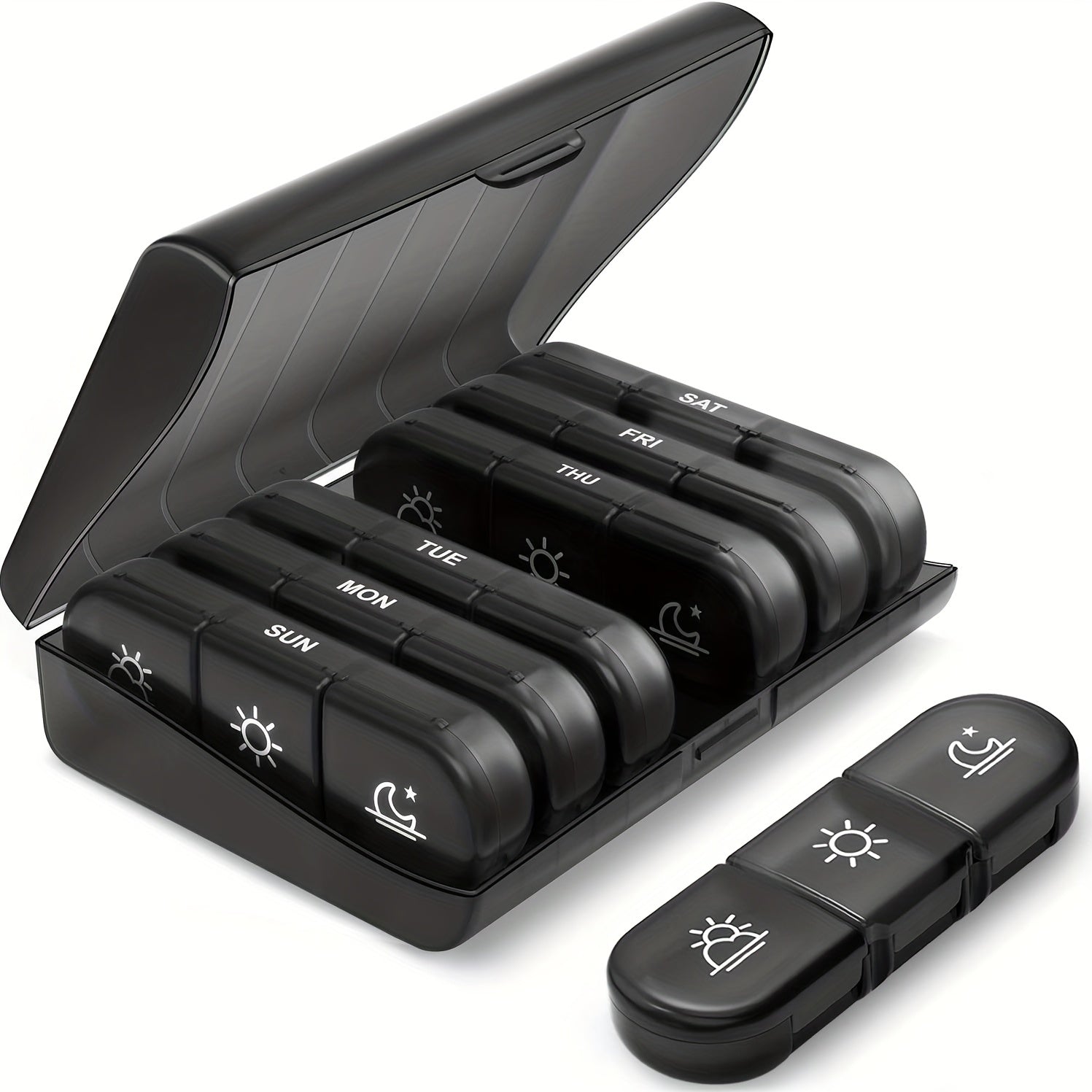 Portable 7-Day Pill Organizer with Light-Proof Containers