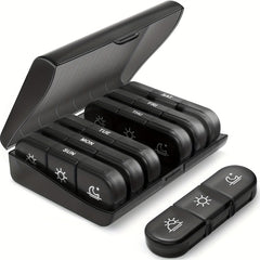 Portable 7-Day Pill Organizer with Light-Proof Containers