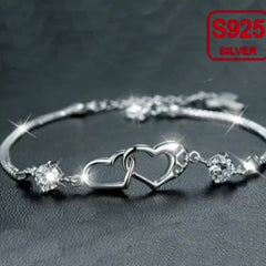 Festive Heart Bracelet 925 Sterling Silver Hypoallergenic with Zirconia Accents