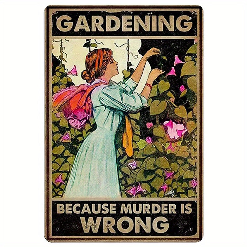 Funny Michael Myers Sunflower Gardening Retro Tin Sign