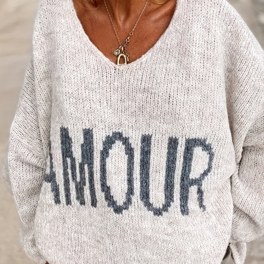  Casual Sweater Women's Plus V Neck Jumper