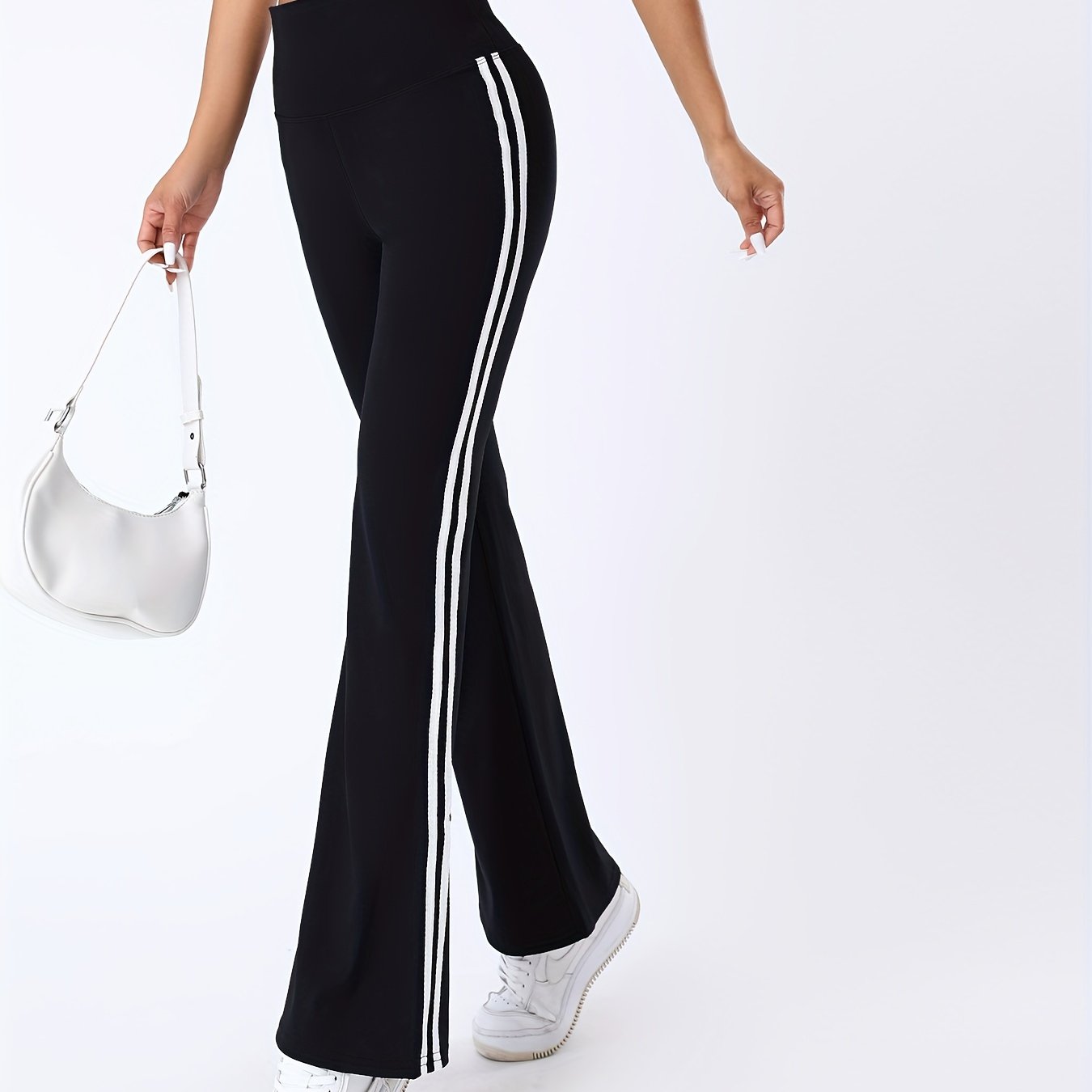 Striped Flare Yoga Pants High Waist Bootcut Fitness Pants