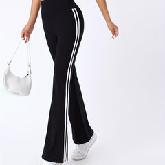 Striped Flare Yoga Pants High Waist Bootcut Fitness Pants
