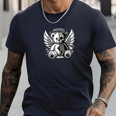 Men's Bear Pattern Shirt Crew Neck Short Sleeve Tee Top