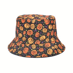 Skull Ghost Print Bucket Hat Halloween Cartoon Sunscreen Basin Hats
