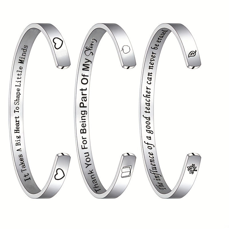 Stainless Steel Letters Cuff Bracelet for Teacher