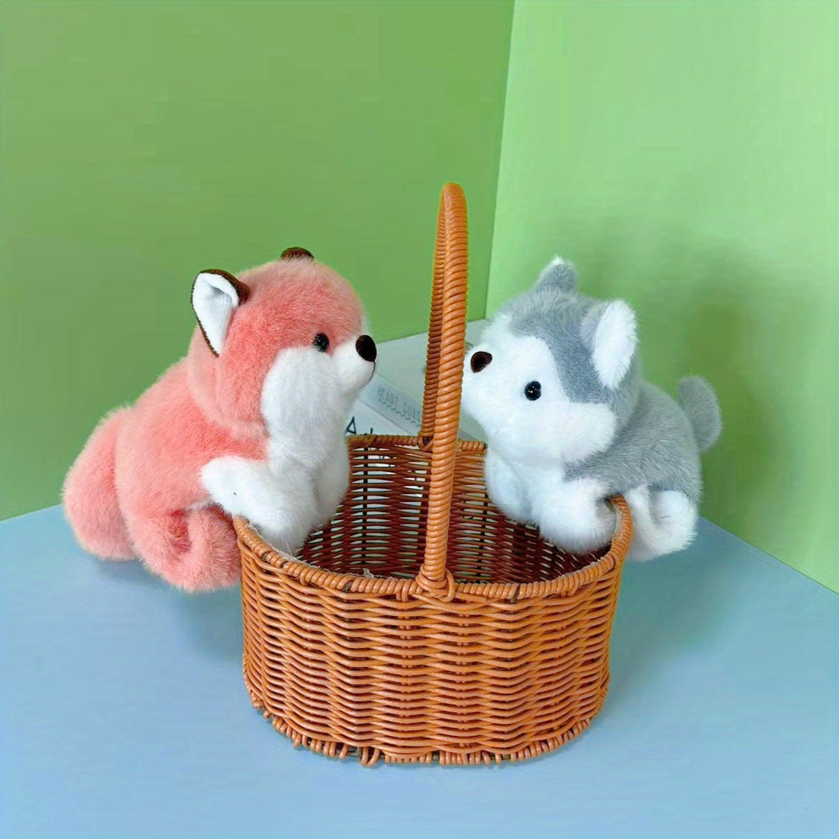 2pcs Plush Fox Dog Squeeze Hand Toy Soft Red & Fur Mixed Colors