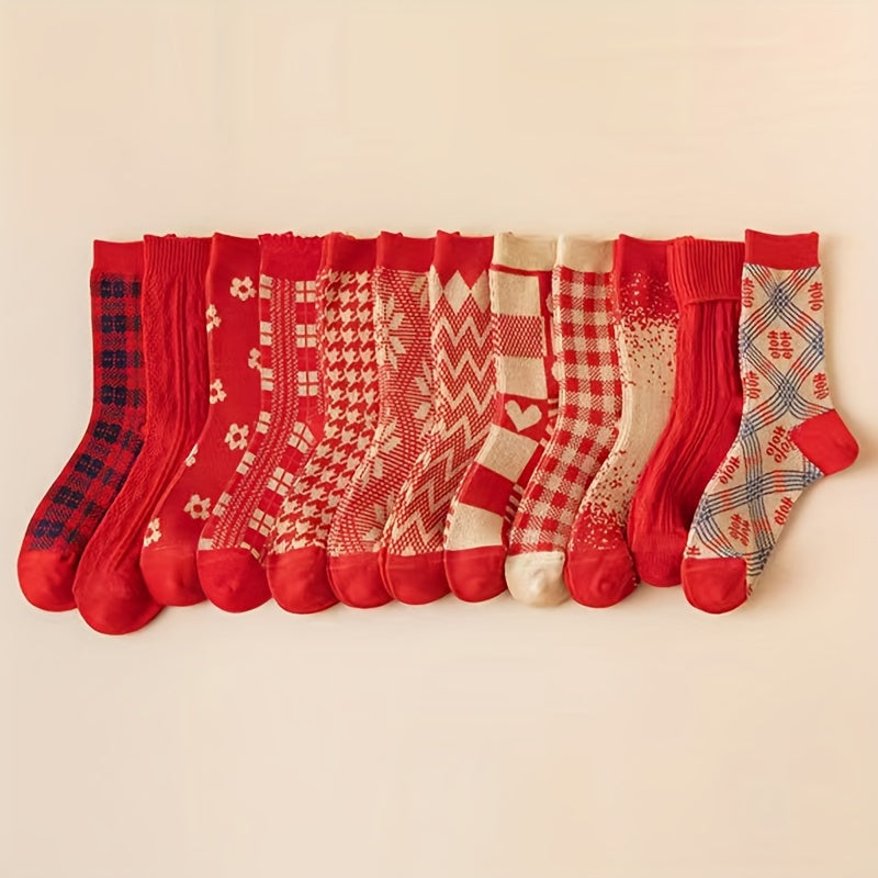 Geometric Pattern Mid Tube Socks