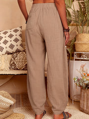  Elastic Waist Harem Pants With Pockets