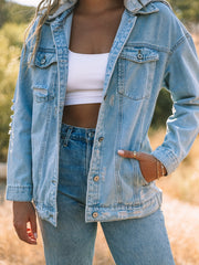 Ripped Long Sleeve Denim Jacket