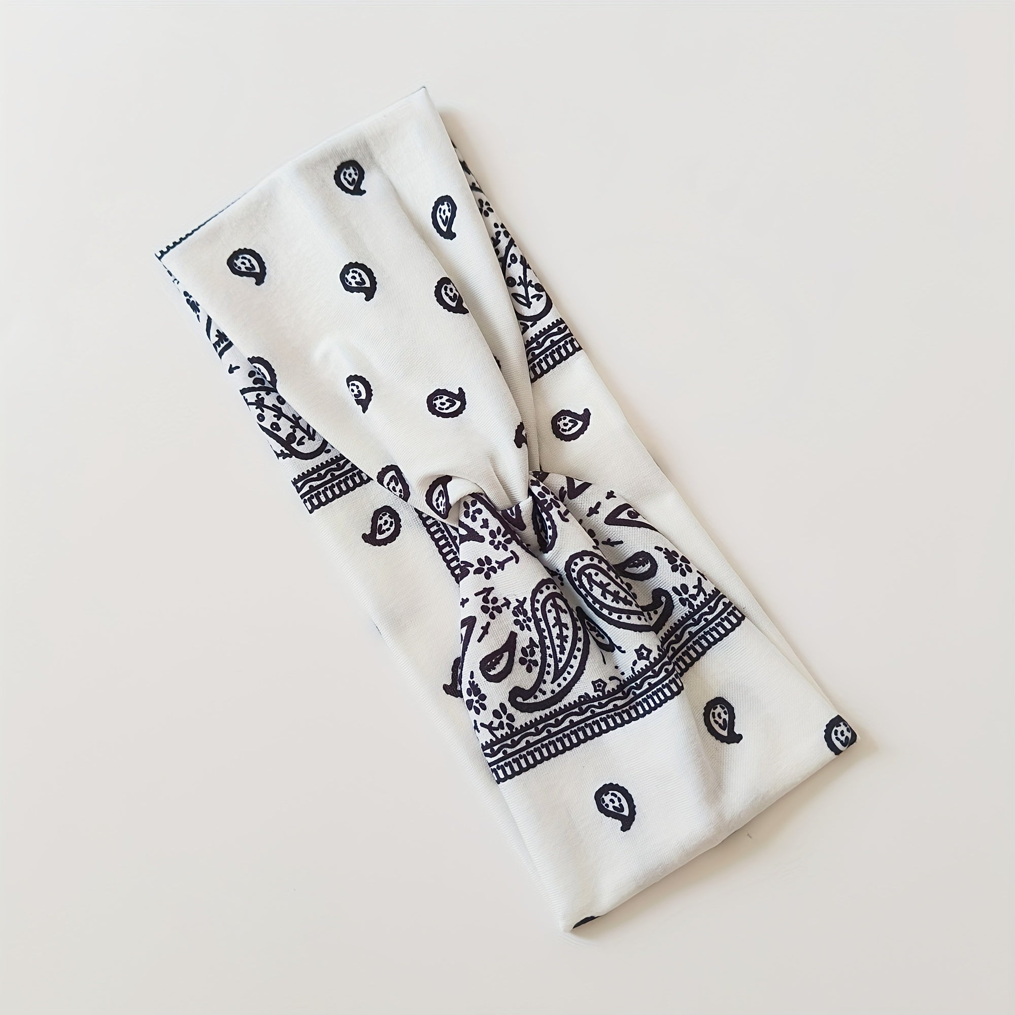 2pcs Boho Headband Stretchy Criss Cross Hair Band Sports Sweatband Paisley Print