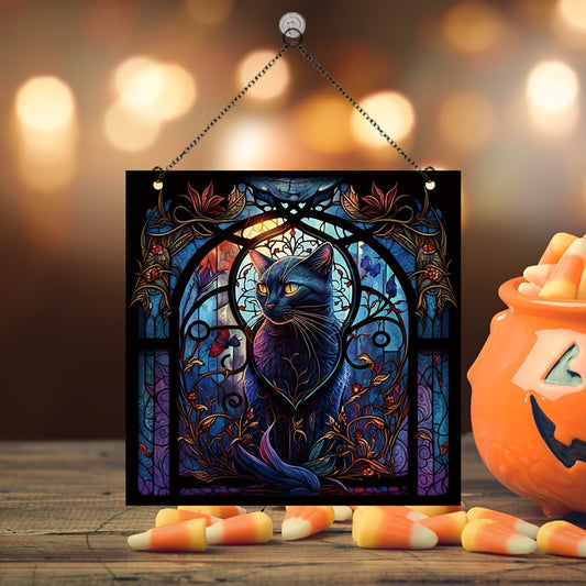 Halloween Acrylic Cat Window Hanging - Holiday Decor