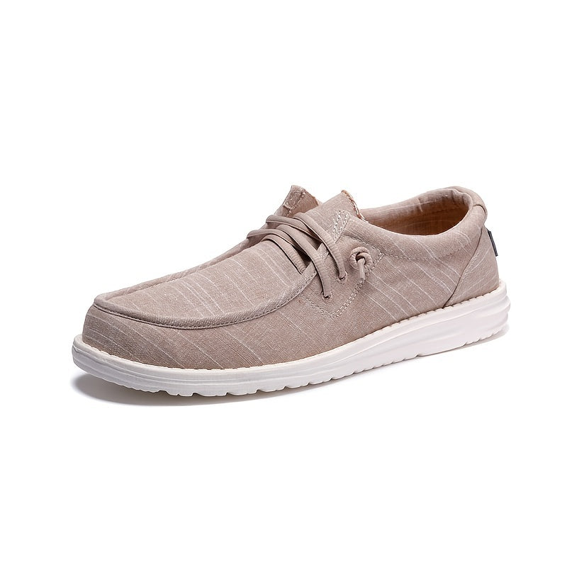 Men's Breathable Canvas Loafer Shoes Lightweight Slip On Boat Shoes