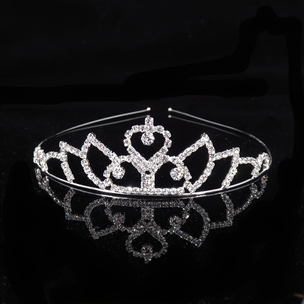 Silver Crystal Tiara Crowns Girls Princess Crown Rhinestone Birthday Crowns