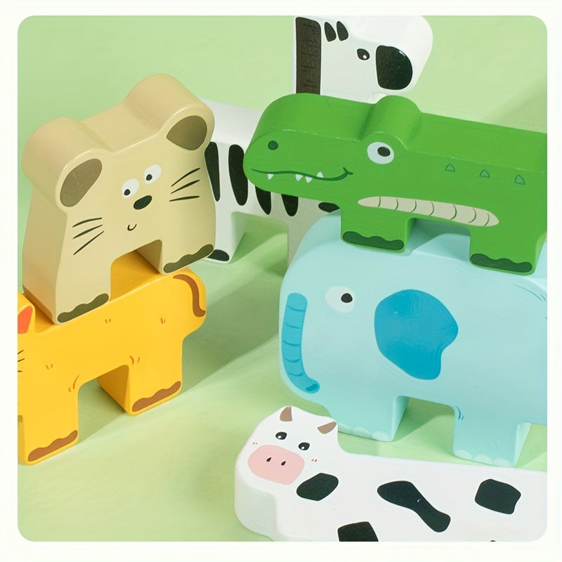 Wooden Animal Stacking Rings Toy for Kids