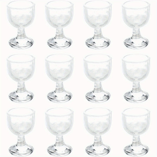 50pcs Mini Tall Cups 21x14mm Red Wine Glass Model Crafts Dollhouse Party Favors