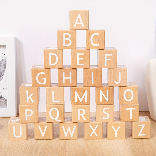 Wooden Alphabet Blocks Educational Toy for Learning ABCs Sensory Play