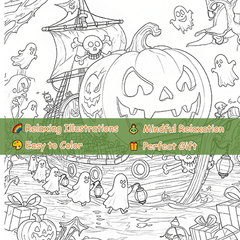 Deluxe Gothic Halloween Adult Coloring Book - Ghost Witch Horror Scene