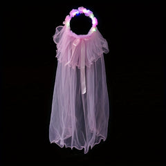 Glowing Bridal Wedding Hair Tie With Gauze Headdress