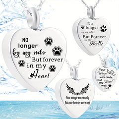 Pet Memorial Heart Pendant Necklace for Dogs and Cats