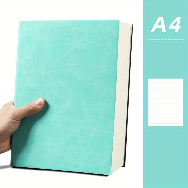480 Page A4 Notebook, Soft Leather, Thick Horizontal Lines