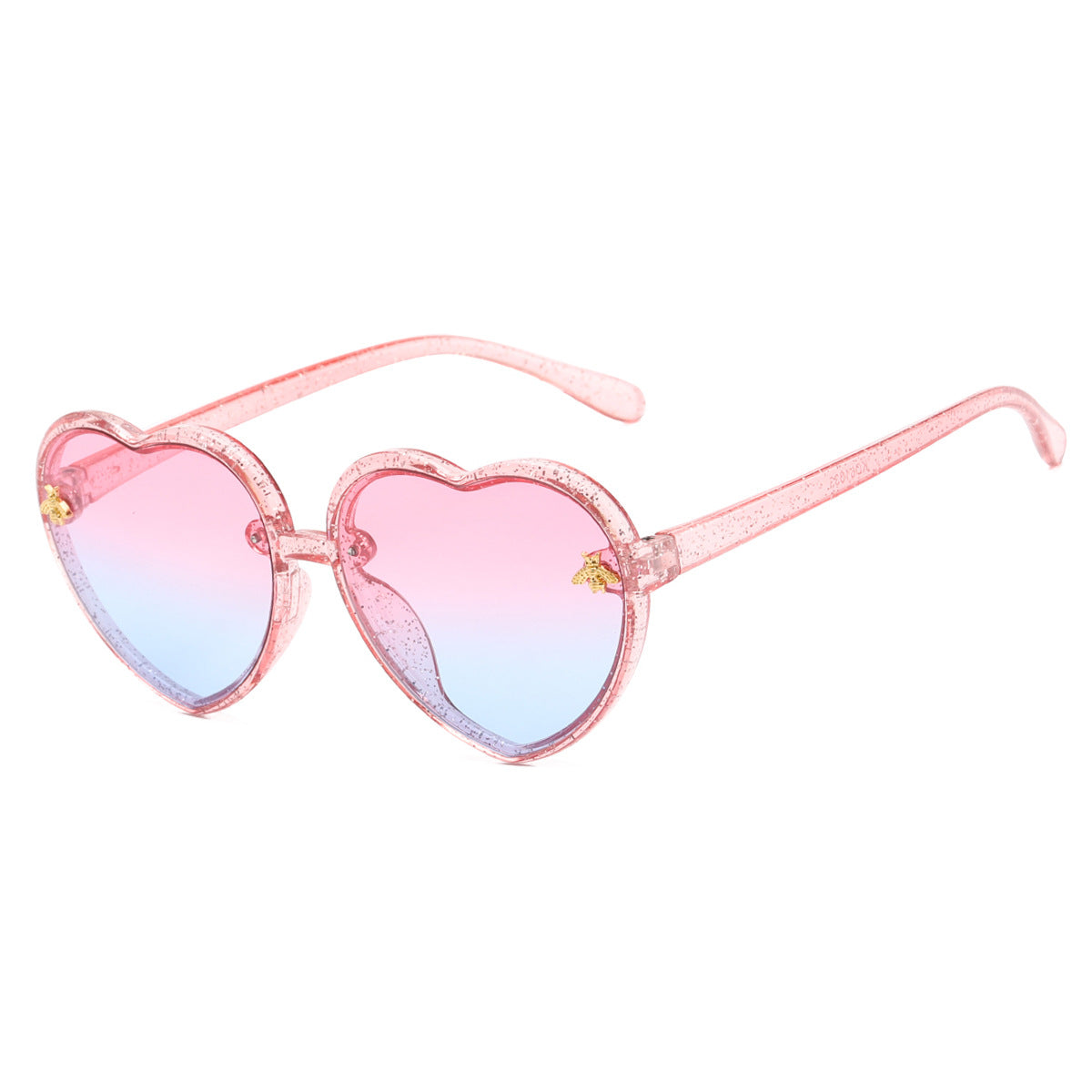 Girls Heart Shaped Sunglasses with Little Bee Decor