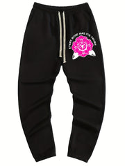 Flower Print Men's Drawstring Pocket Sweatpants Casual Jogger Pants