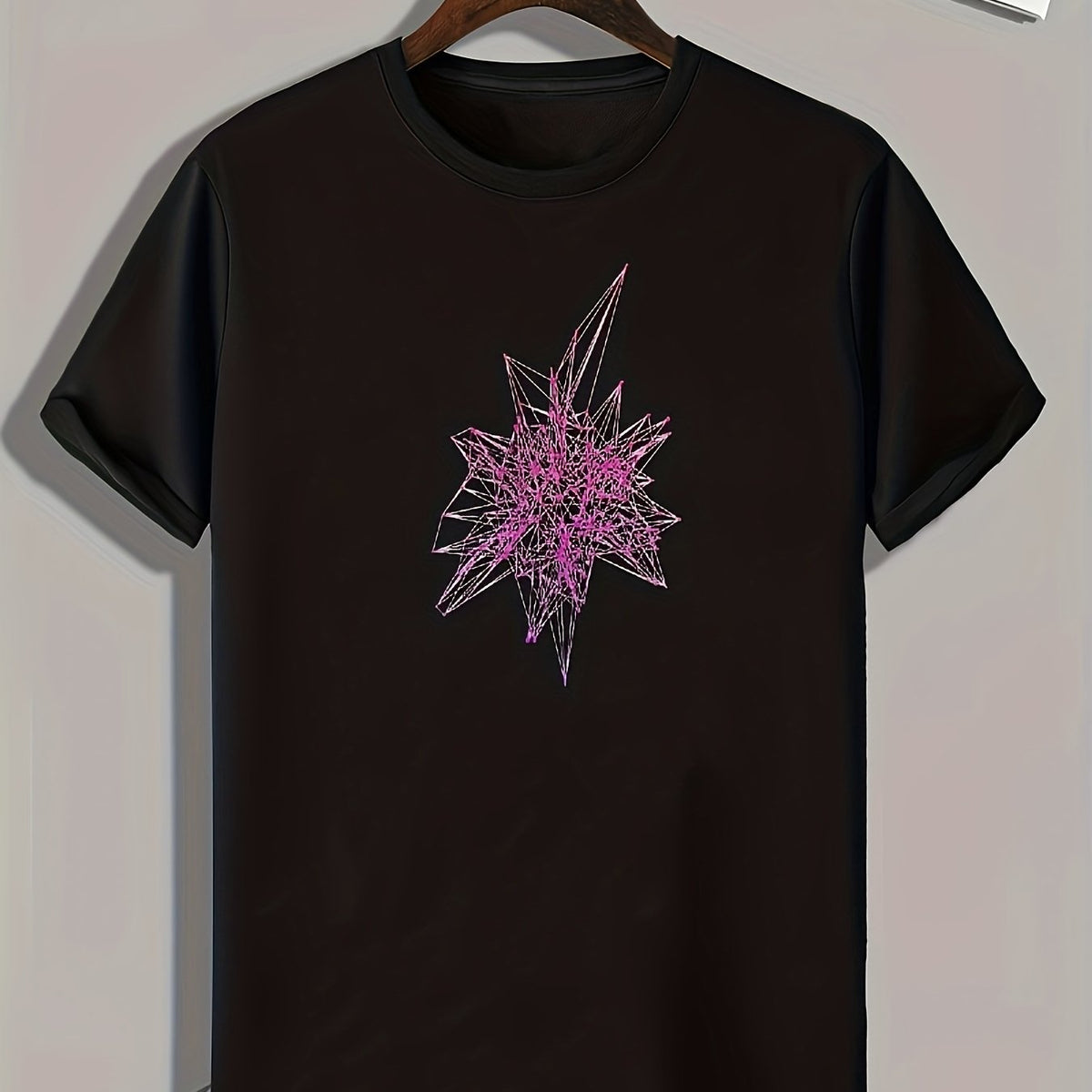 Geometric Print Men's Comfy T-shirt for Outdoor Summer
