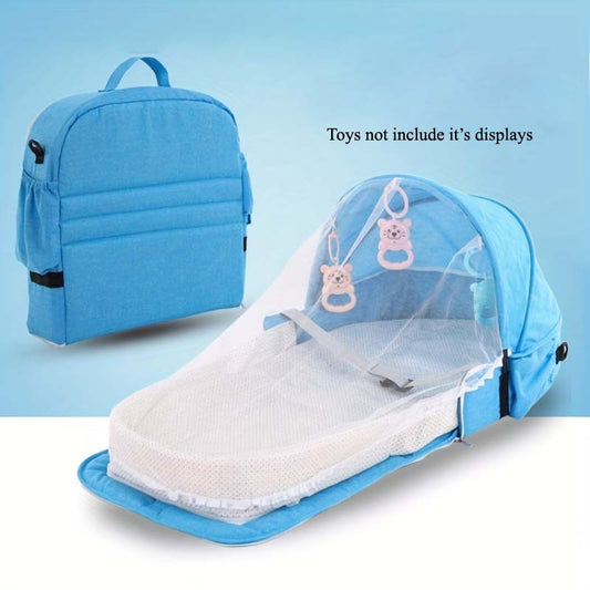 Portable Baby Bassinet with Mosquito Net and Toys