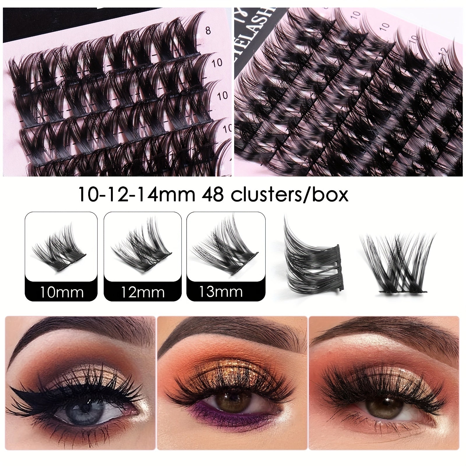 48 Pcs Cluster Style Individual Cluster Lashes DIY Eyelash Extension Kit