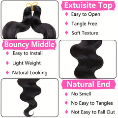 Natural Body Wave Braiding Hair Pre-Feathered French Curl Wavy Crochet Braids 1B